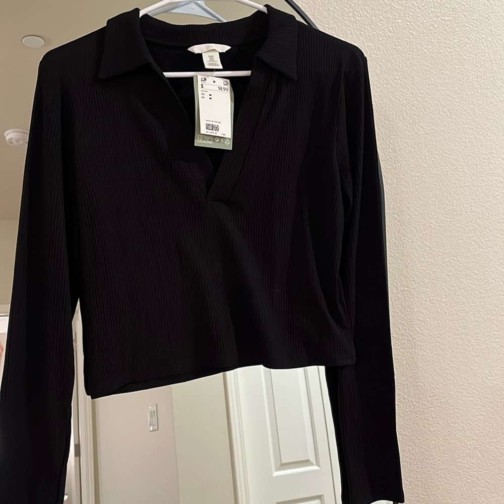 H&M black jersey material, crop top. Size medium.